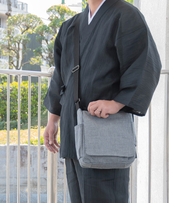 刺子織ショルダーバッグ No.3 グレー 【和粋庵】 | 作務衣・甚平通販