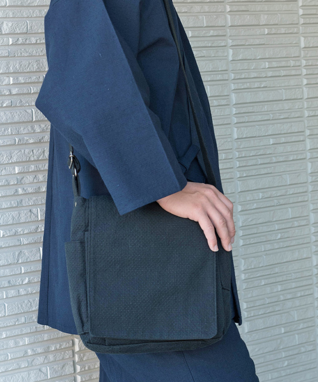 刺子織ショルダーバッグ No.6 黒 【和粋庵】 | 作務衣・甚平通販 和粋庵