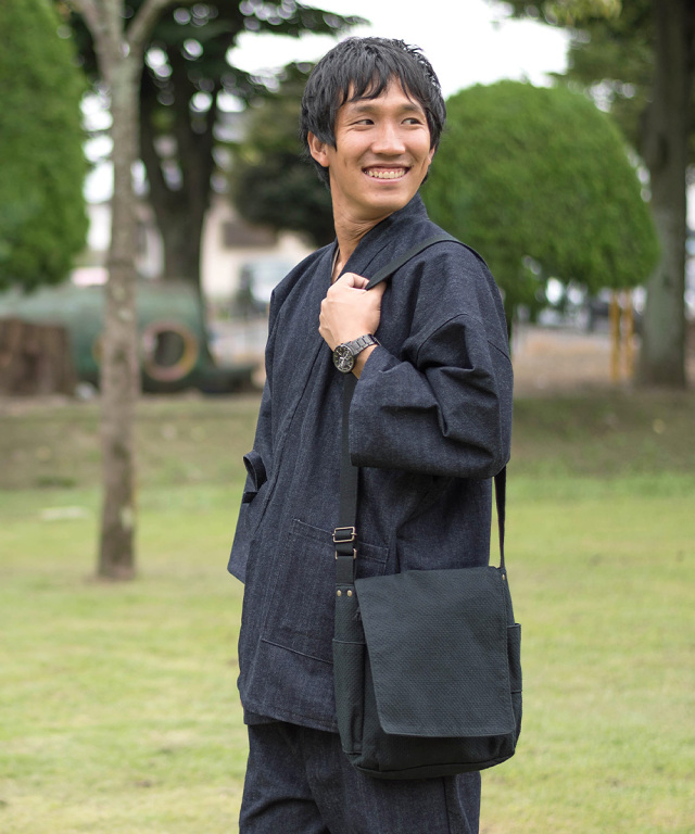 刺子織ショルダーバッグ No.6 黒 【和粋庵】 | 作務衣・甚平通販 和粋庵