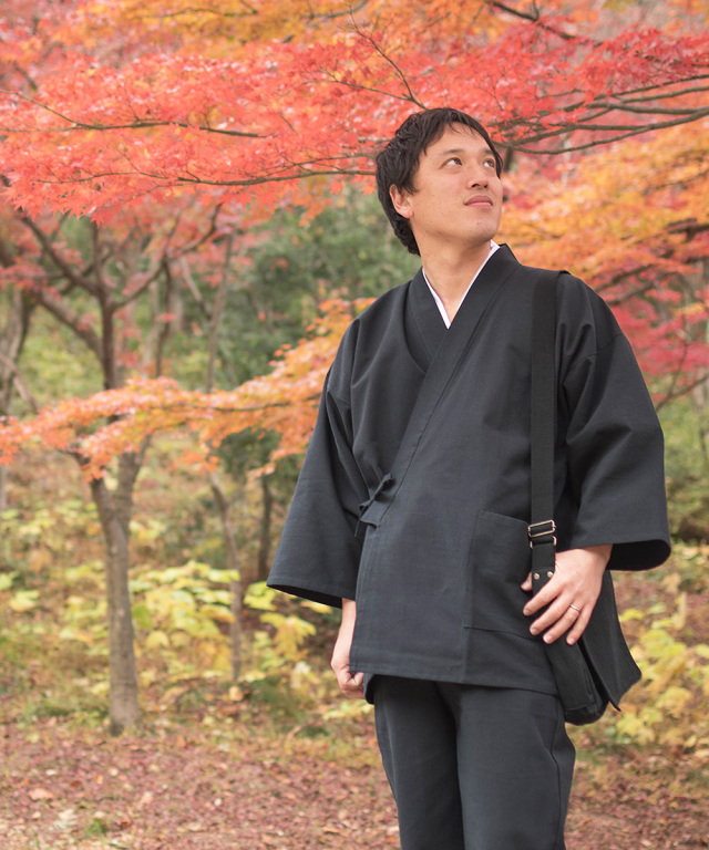 刺子織ショルダーバッグ No.6 黒 【和粋庵】 | 作務衣・甚平通販 和粋庵