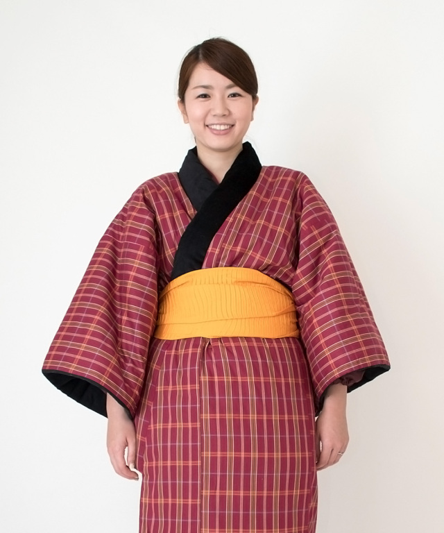 10010 丹前 No.3 エンジ 140cm丈