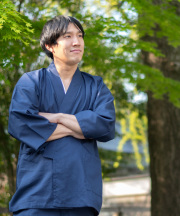 夏塩沢作務衣 紺麻の葉2s~sm襦袢コーリン付き 新品在庫品 レディース