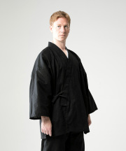 紬甚平 絣紬作務衣＜14番色 濃あずき＞【和粋庵】（かすりつむぎさむえ