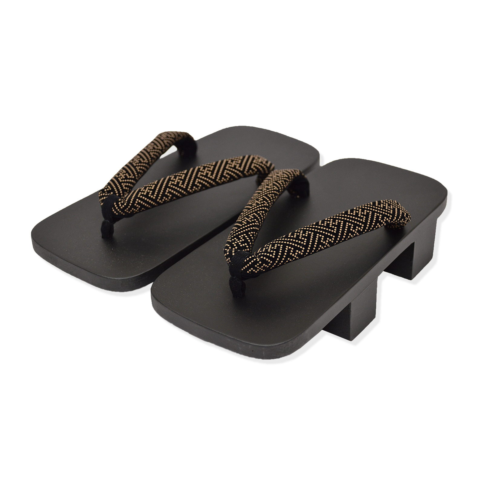 360114 印伝風下駄　 紗綾形（表地 黒）