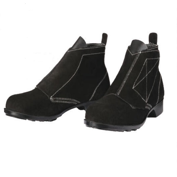 T-2鋼製先芯 溶接作業用安全靴 中編上靴 ベロア黒革 マジック