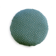 丸座布団　カバー　鈴猫　青緑