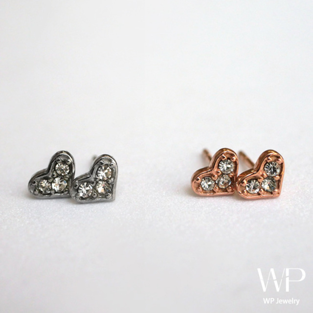トリプルジュエルハートピアス sces349