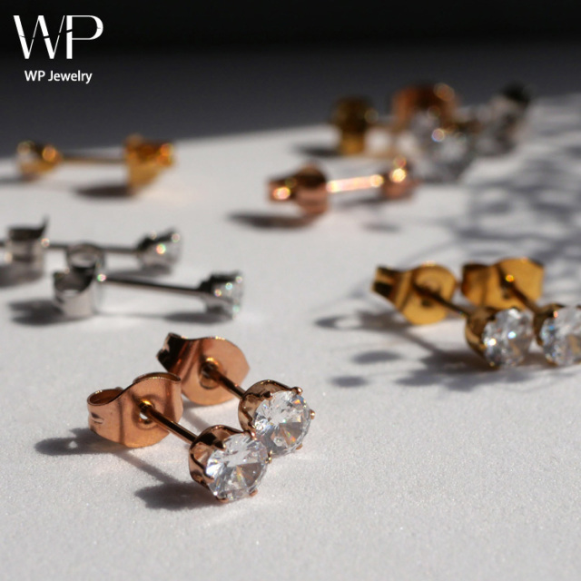 一粒ジルコニア スタッドピアス 両耳用 serd