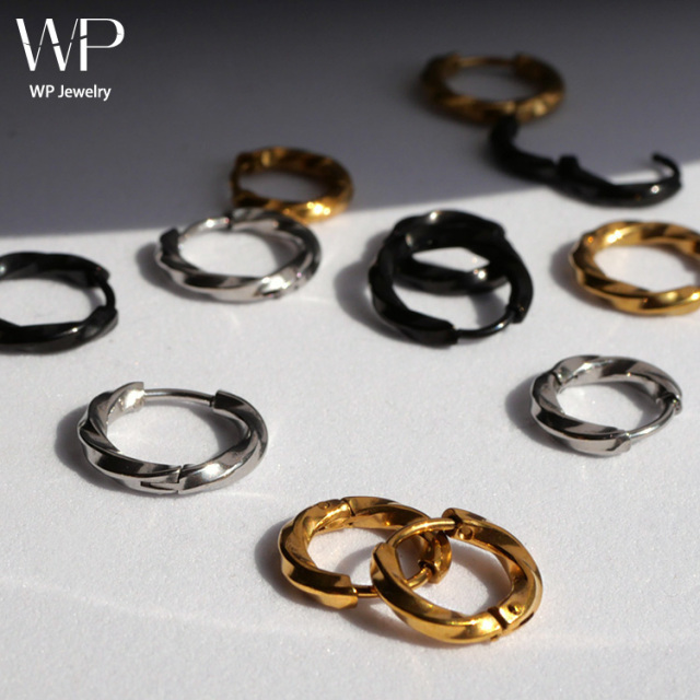 金属アレルギー対応 ステンレスピアス ツイストフープピアス ファーストピアス セカンドピアス スポーツ プール 両耳用 se4589