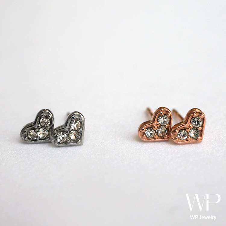 トリプルジュエルハートピアス sces349