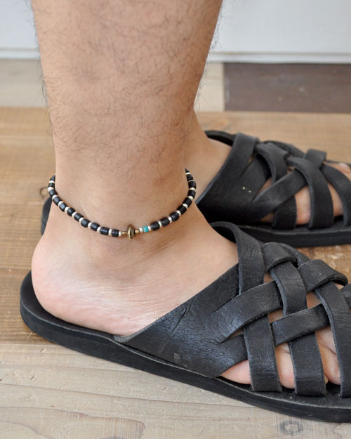 39 (SunKu/サンク) Antiqeu Beads & Silver Beads Anklet / アンクレット