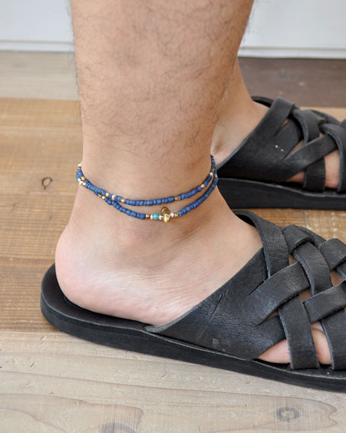 39 (SunKu/サンク) Indigo Dye Beads Anklet & Necklace / アンクレット&ネックレス