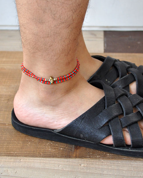 39 (SunKu/サンク) White Heart &Turquise Beads Anklet & Necklace / アンクレット&ネックレス