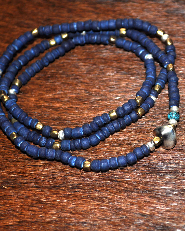 39 [SunKu] サンク Natural Indigo Dye Beads Necklace & Bracelet