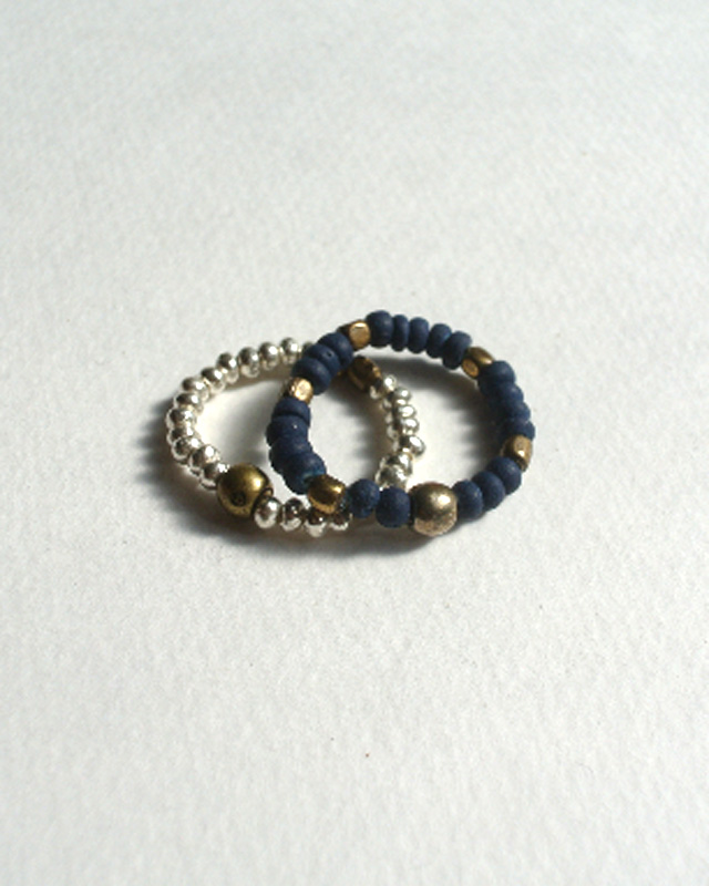 39 [SunKu] サンク Natural Indigo Dye & Silver Beads Ring