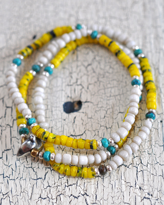 WATER x 39 (SunKu/サンク) Kangaba&White Beads Necklace & Bracelet / カカンバ&ホワイトビーズ ネックレス&ブレスレット
