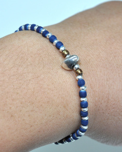 39 (SunKu / サンク) Indigo & Silver Beads Bracelet / インディゴ & シルバービーズ ブレスレット