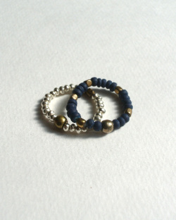 39 [SunKu] サンク Natural Indigo Dye & Silver Beads Ring
