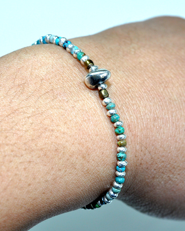 39 (SunKu / サンク) Turquise & Silver Beads Bracelet / ターコイズ