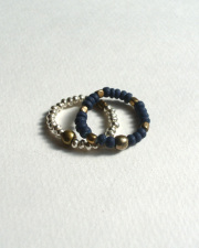 39 [SunKu] サンク Natural Indigo Dye & Silver Beads Ring