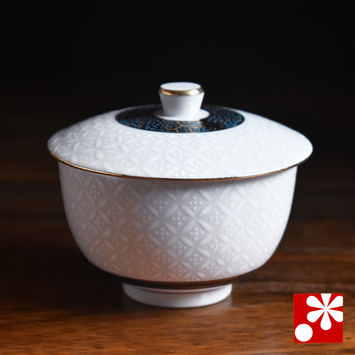 九谷焼 蓋付湯呑み 白七宝【アウトレット・箱なし・単品】 九谷焼専門