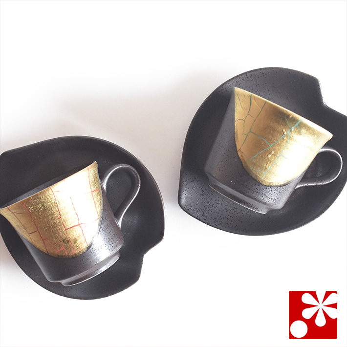 ぺア コーヒーカップ 金箔彩【アウトレット】 九谷焼専門店 和座本舗