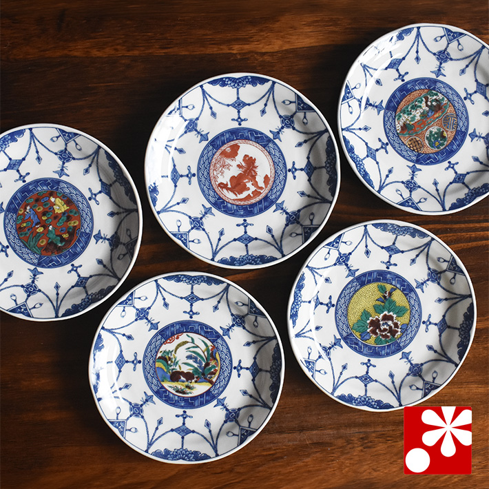 中皿 セット（ 径 約16.4cm ） 時代絵【アウトレット】