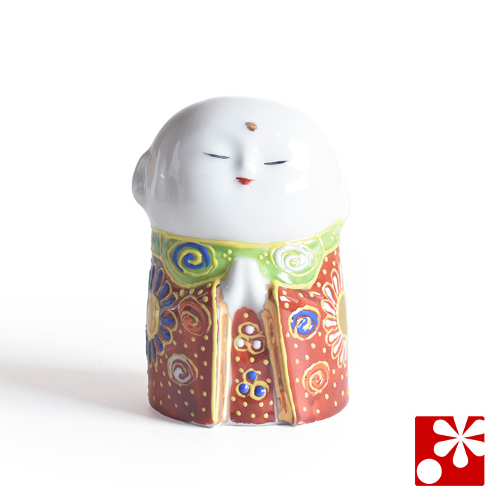 九谷焼 小さお地蔵様 赤茶盛（高さ8cm）【アウトレット】