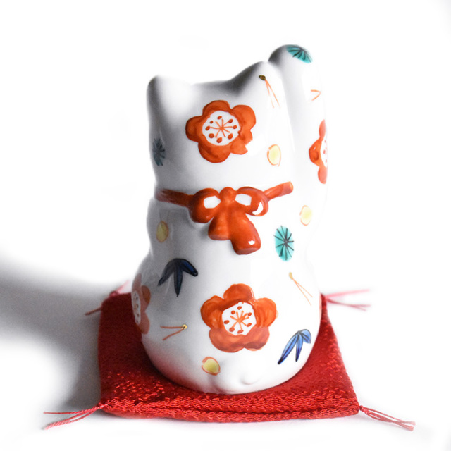 九谷焼 招き猫 置物 松竹梅