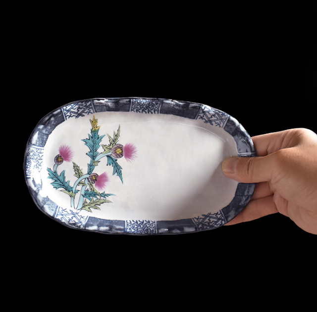 楕円中皿 セット（ 横約 21cm ） 草花絵変り【アウトレット