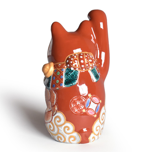 【願いが叶う】【厄除け 魔除け】【九谷焼】招き猫 赤吉祥鯛４号 右手 願いが叶う】【厄除け 魔除け】【九谷焼】招き猫 赤吉祥鯛4号