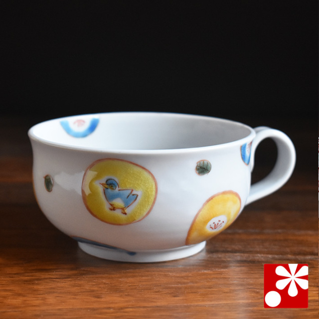 九谷焼 スープカップ 丸紋水玉【アウトレット】