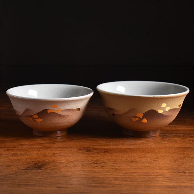 九谷焼 夫婦茶碗 ペア 湯呑み セット 金箔連山【アウトレット】 九谷焼