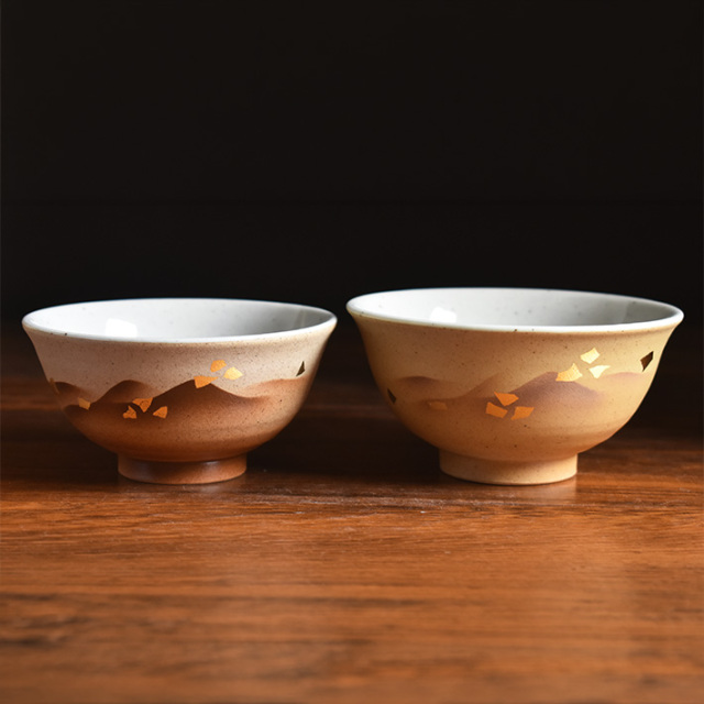 九谷焼 夫婦茶碗 ペア 湯呑み セット 金箔連山【アウトレット】 九谷焼
