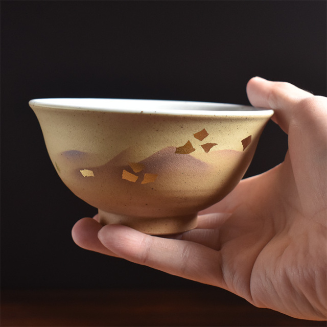 九谷焼 夫婦茶碗 ペア 湯呑み セット 金箔連山【アウトレット】 九谷焼