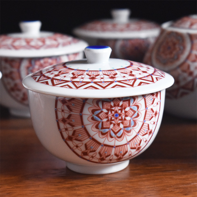 2265 九谷焼　茶器セット　急須1客　湯呑蓋付5客　未使用 九谷焼 茶器セット湯呑・茶器 - 九谷焼通販 陶らいふ-和食器