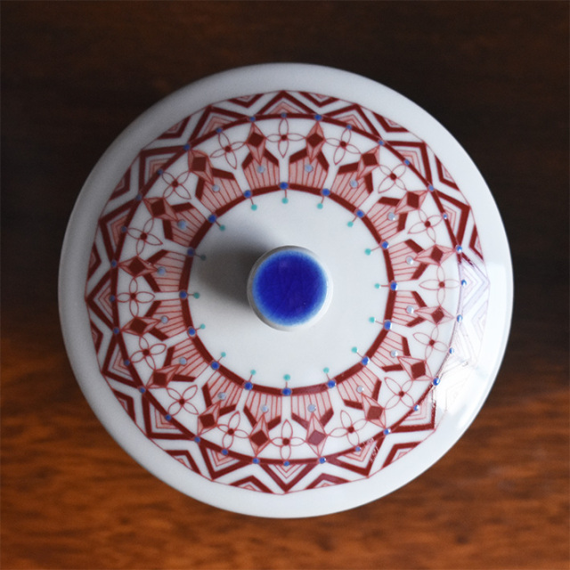 九谷焼 急須 蓋付茶器5客セット 赤絵丸紋【アウトレット