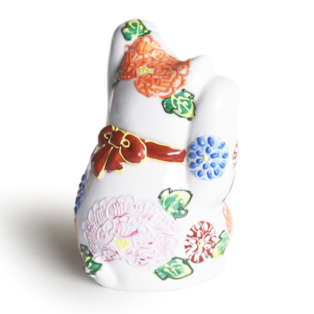 九谷焼　招き猫　左手 楽天市場】招き猫 (左手：千客万来,右手：金運上昇) ／九谷焼4号