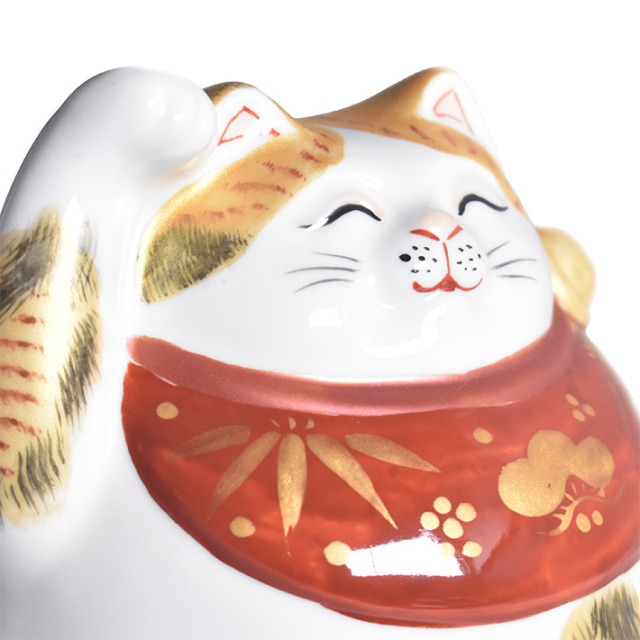 九谷焼 招き猫 置物 金彩三毛