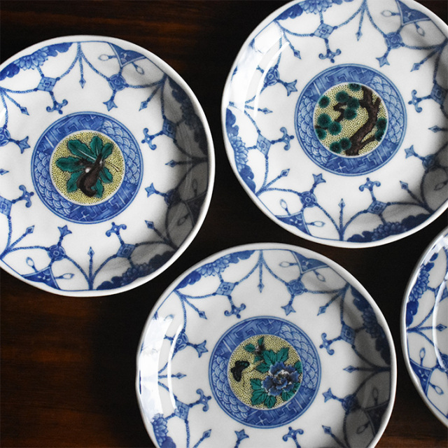 中皿 セット（ 径 約16.4cm ） 吉田屋絵変り【アウトレット】 九谷焼