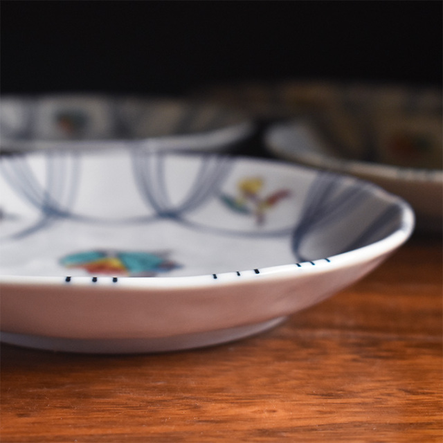 1697 深川製磁 果実文 中皿 9客 15cm 金彩 1697 深川製磁 果実文 中皿