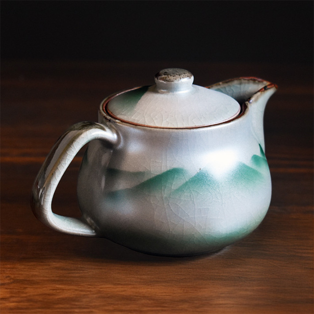 ペア湯呑みポット急須セット（茶こし 網付き） 連山【アウトレット