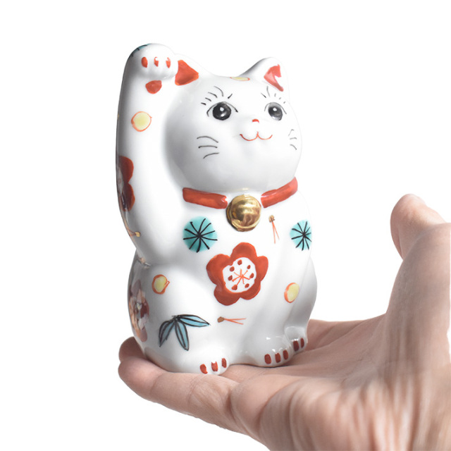 九谷焼 招き猫 置物 松竹梅