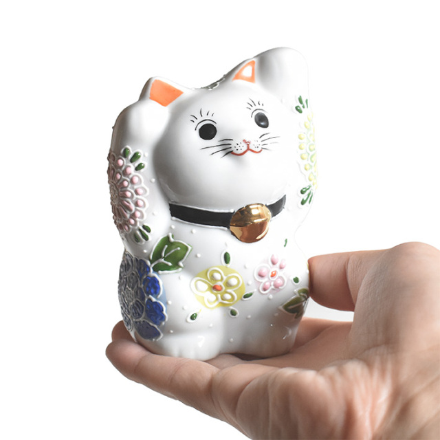 本日限定お値下げ！ 九谷焼 招き猫 両手上げ 黄色 花 本日限定お値下げ！ 九谷焼 招き猫 両手上げ 黄色 花 本日限定お値下げ