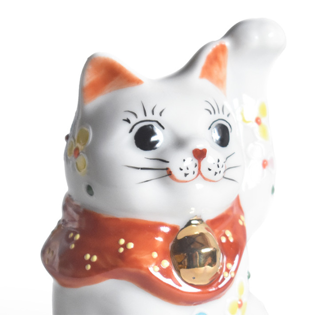 九谷焼 招き猫 置物 小花