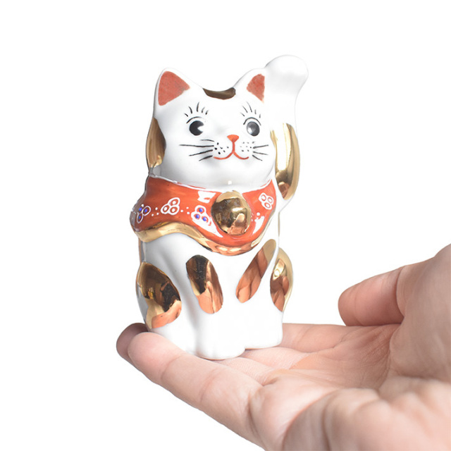 九谷焼 招き猫 置物 金ブチ