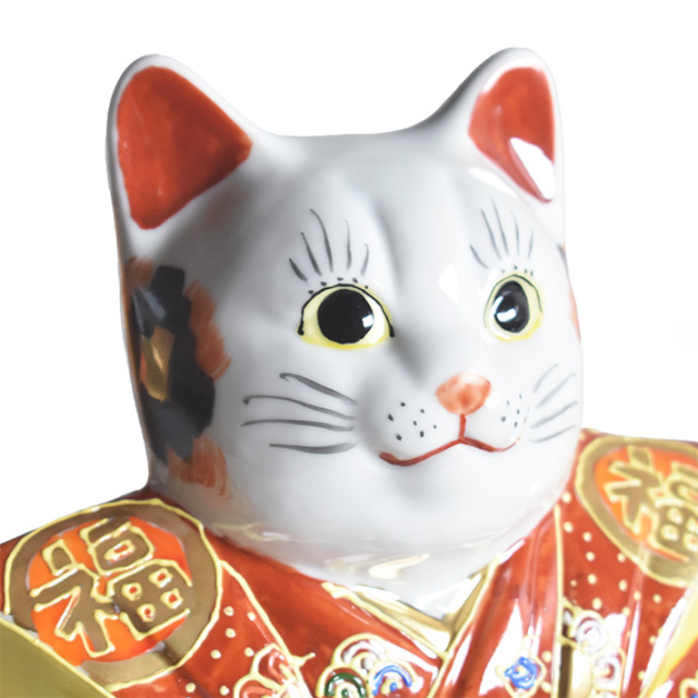 九谷焼 福助猫 置物 盛 座布団付【アウトレット】 九谷焼専門店 和座本舗