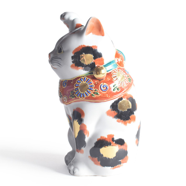 九谷焼 招き猫 置物 金三毛