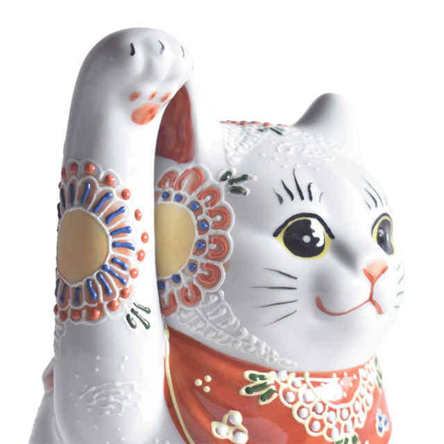 九谷焼 招き猫 置物 祝鯛 座布団付