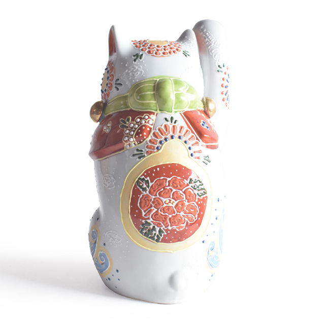 九谷焼 招き猫 置物 祝鯛 座布団付